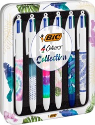 Bic Colours Tie - Dye 4-kleurenbalpen, medium, klassieke inktkleuren, doos van 6 stuks
