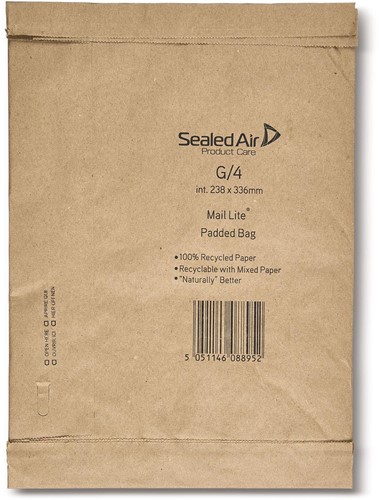 Mail Lite Padded Bag enveloppen, bruin, G/4, 238 x 336 mm, doos van 50 stuks
