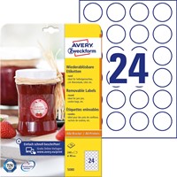 Avery Zweckform ronde etiketten, diameter 40 mm, wit, afneembaar, 240 etiketten, 10 vellen-2