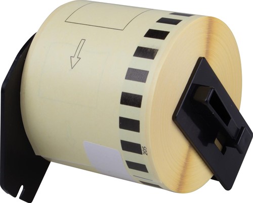 Compatible tape Brother QL, breedte: 62 mm, witte papiertape, permanent