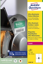 Avery ultra resistente etiketten, ft 105 x 148 mm, doos van 200 etiketten