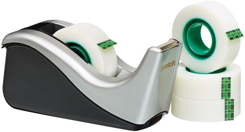Scotch plakbandafroller C60 zilver + 4 rollen Magic Tape-2