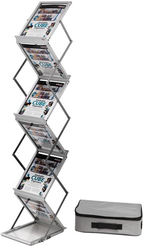 Deflecto folderhouder, op L-voet, ft A4, 7 opbergvakken