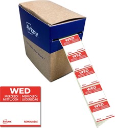 Avery etiketten voedselcodering, HACCP, woensdag, ft 25 x 25 mm, dispenser van 1000 stuks