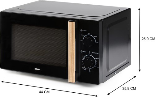 Domo microgolfoven, 25,5 cm, 20 l, zwart met houtlook afwerking-2