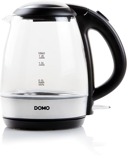 Domo waterkoker uit glas en RVS, 1,2 l, 2200 W