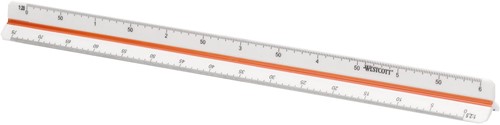 Westcott schaallat, 30 cm, 1:2,5; 1:5, 1:10; 1:20; 1:50 en 1:100