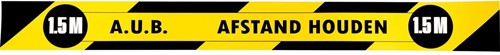 Gallery vloersticker, houd  1,5 meter afstand, ft 80 x 8 cm, geel/zwart