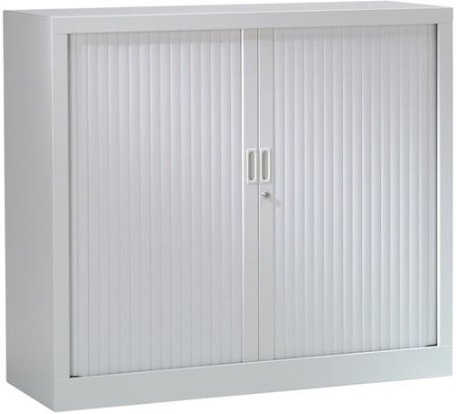 Roldeurkast, hoogte 136 cm, lichtgrijs