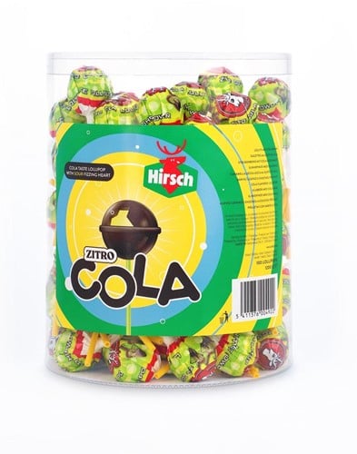 Hirsch Zitro Cola Lolly, 100 stuks, pot van 1,2 kg