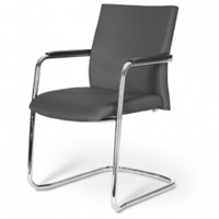 Vergaderstoel Lima HS62 compleet gestoffeerd met chroom sledeframe