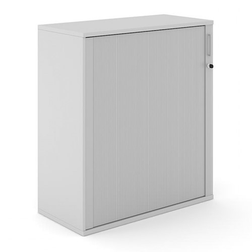 Houten Roldeurkast Uni Plus 112 cm hoog grijs met grijze deuren
