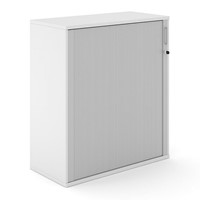 Houten Roldeurkast Uni Plus 112 cm hoog wit met grijze deuren