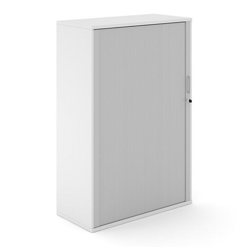 Houten Roldeurkast Uni Plus 151 cm hoog wit met grijze deuren