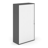 Houten Roldeurkast Uni Plus 187 cm hoog donker grijs met witte deuren