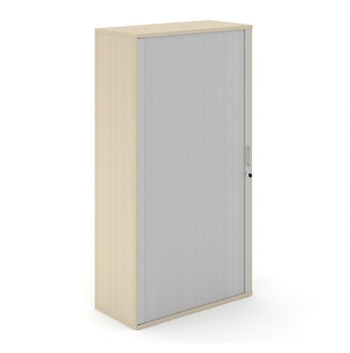 Houten Roldeurkast Uni Plus 187 cm hoog eiken met grijze deuren
