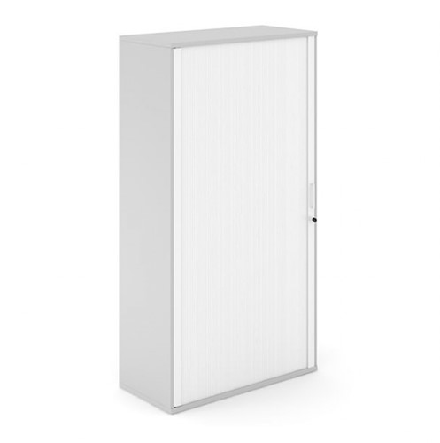 Houten Roldeurkast Uni Plus 187 cm hoog grijs met witte deuren