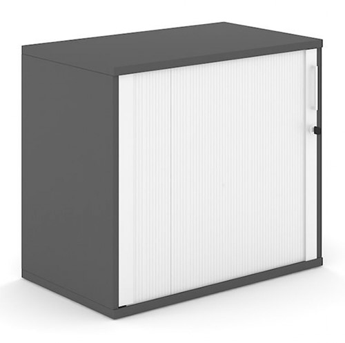 Houten roldeurkast 80 cm breed donker grijs met witte deur