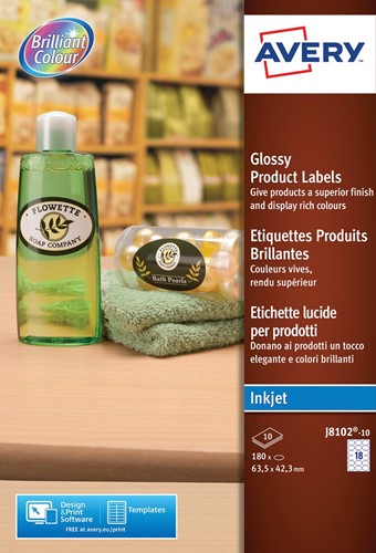 Avery J8102-10 productetiketten ft 63,5 x 42,3 mm, gecoat, 180 etiketten, wit-3