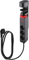 IOIO contactdoos SL3000, 3 stopcontacten en 3 USB-poorten, tafelklem, zwart