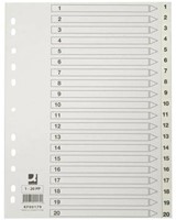 Q-CONNECT tabbladen, A4, PP, 11-gaatsperforatie, met indexblad, set van 1-20, wit-2