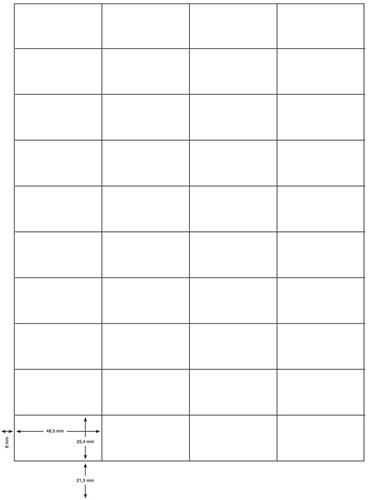Q-CONNECT etiketten, wit, rechte hoeken, 48,5 x 25,4 mm, 100 vel, 40 etiketten per vel-2