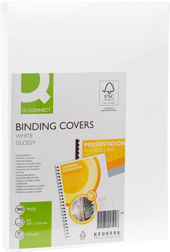 Q-CONNECT covers A4 glanzend wit 250 grams 100 stuks-2