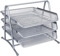 Q-CONNECT 3 brievenbakjes, mesh metaal, ft A4, zilver