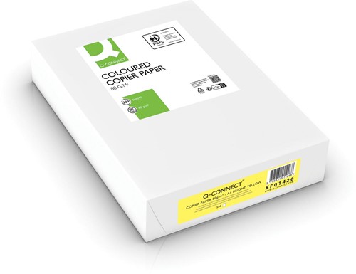 Q-CONNECT gekleurd kopieerpapier, A4, 80g, pak van 500 vel, felgeel