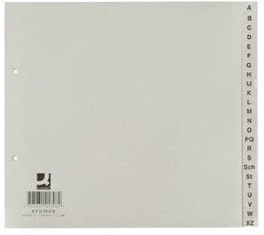 Q-CONNECT tabbladen, ft 21 x 23 cm, PP, 2-gaatsperforatie, set van A-Z, grijs-2