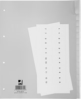 Q-CONNECT tabbladen, A4, PP, 4-gaatsperforatie, 15 tabs, grijs