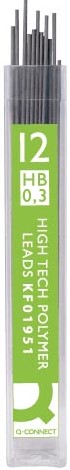 Q-CONNECT potloodstiften 0,3 mm HB etui van 12 stuks