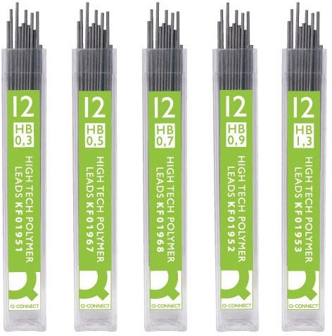 Q-CONNECT potloodstiften 0,5 mm HB etui van 12 stuks-3