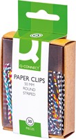 Q-CONNECT papierklemmen, 50 mm, doos van 30 stuks, gestreept in wit en geassorteerde kleuren