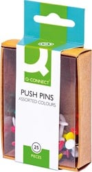Q-CONNECT prikbordspelden, doosje van 25 stuks, geassorteerde kleuren