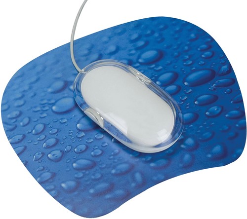 Q-CONNECT Muismat antislip regendruppels blauw-3