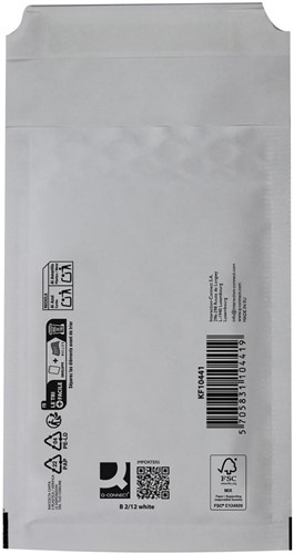Q-CONNECT luchtkussenenveloppen, wit, 2-B, 140 x 225 mm, doos van 200 stuks