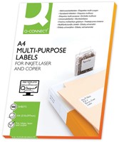 Q-CONNECT etiketten, wit, ronde hoeken, 210 x 148,5 mm, 100 vel, 2 etiketten per vel