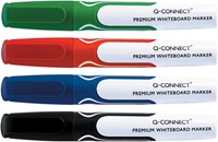 Q-CONNECT Premium whiteboard marker, ronde punt, set van 4 stuks in geassorteerde kleuren