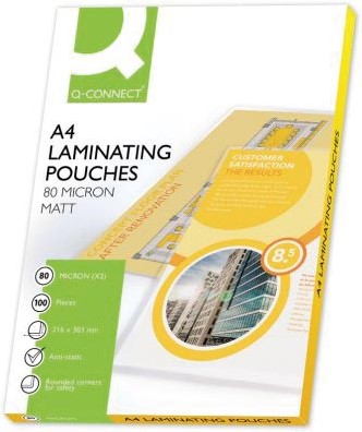 Q-CONNECT lamineeretui A4 2x 80 micron mat 100 stuks-2