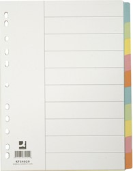 Q-CONNECT tabbladen, A4, karton, 11-gaatsperforatie, 10 tabs, geassorteerde kleuren