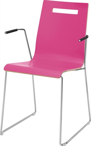 Kantinestoel Vergaderstoel Oscar Slede Frame Draadstaal rond Met Armleggers Stapelbaar Kuip in hout koh03-7-3.jpg