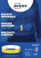 Avery bedrukbare polsbandjes, ft 18 x 265 mm, geel, pak van 50 etiketten