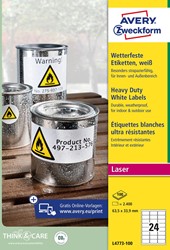 Avery weerbestendige etiketten, ft 63,5 x 33,9 mm, wit, doos van 2.400 etiketten