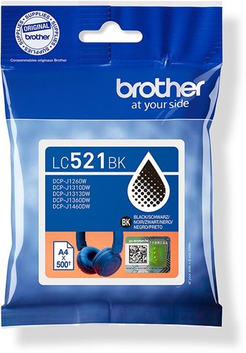 Brother inktcartridge, 500 pagina's, OEM LC-521BK, zwart