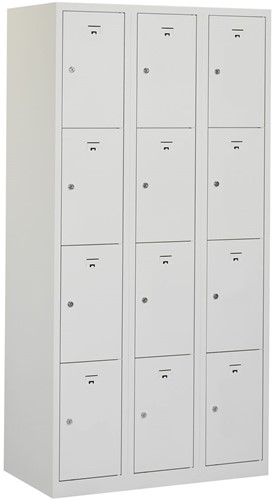 Locker 3 kolommen 12 grijze deuren glad