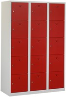 Locker 3 kolommen 15 rode deuren glad