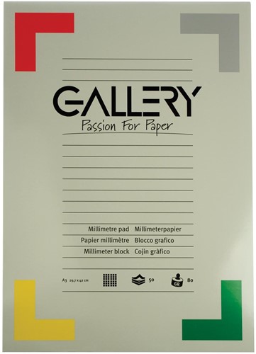 Gallery millimeterpapier, ft 29,7 x 42 cm (A3), blok van 50 vel
