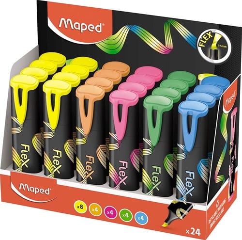 Maped Fluo'Peps Flex markeerstift, assorti, display van 24 stuks