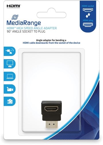 HDMI High Speed Hoek-adapter, 90 graden, Contrastekker/stekker